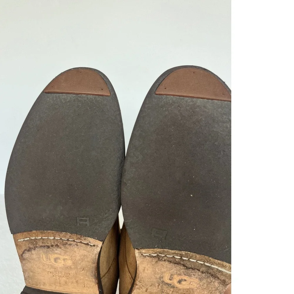 UGG Jovin Oxford Men's 11 Chestnut Buck Suede Derby Shoes Comfort Treadlite Lace